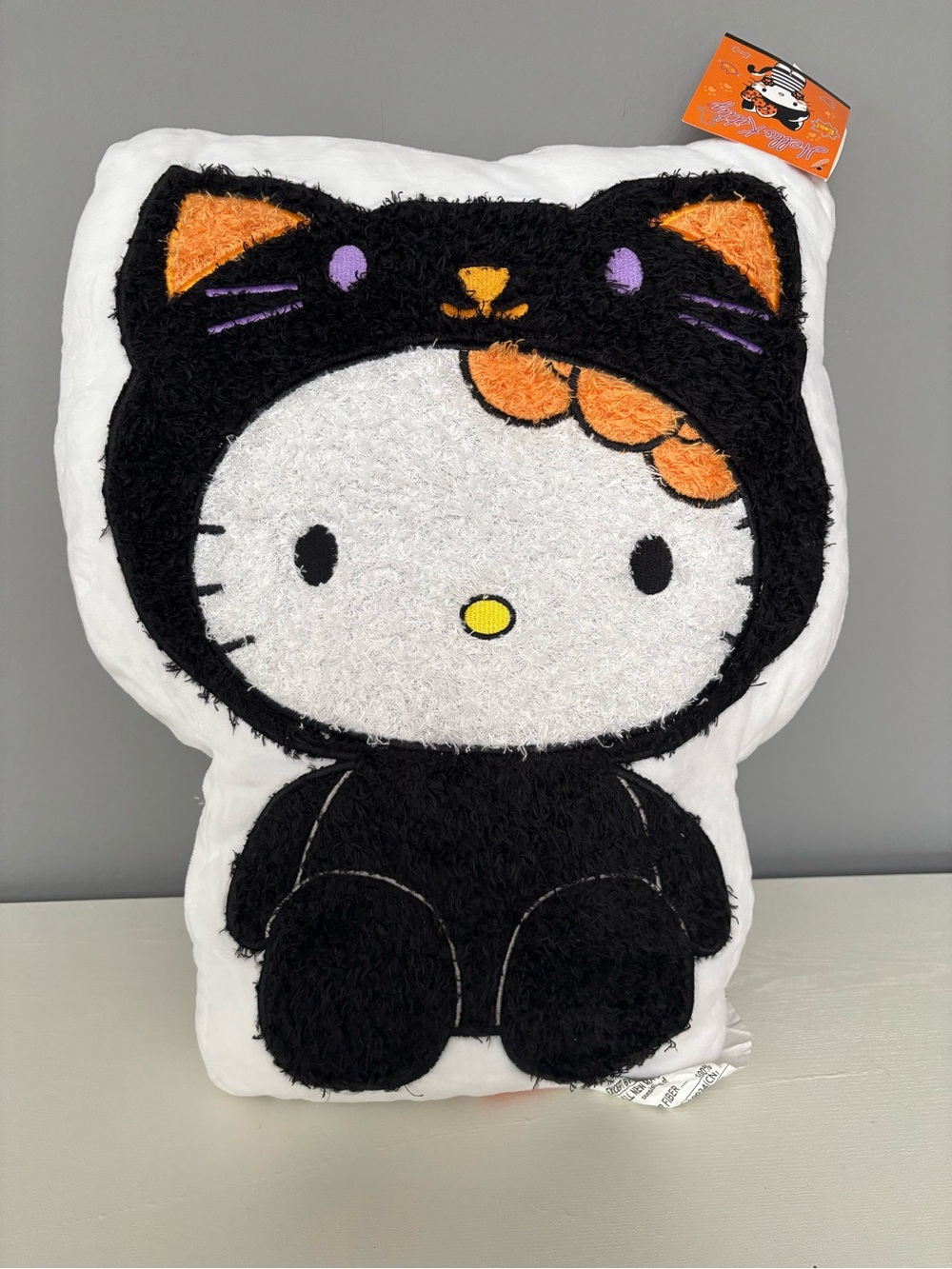 Sanrio Hello Kitty Black Cat Plush Pillow with Orange & Purple Accents